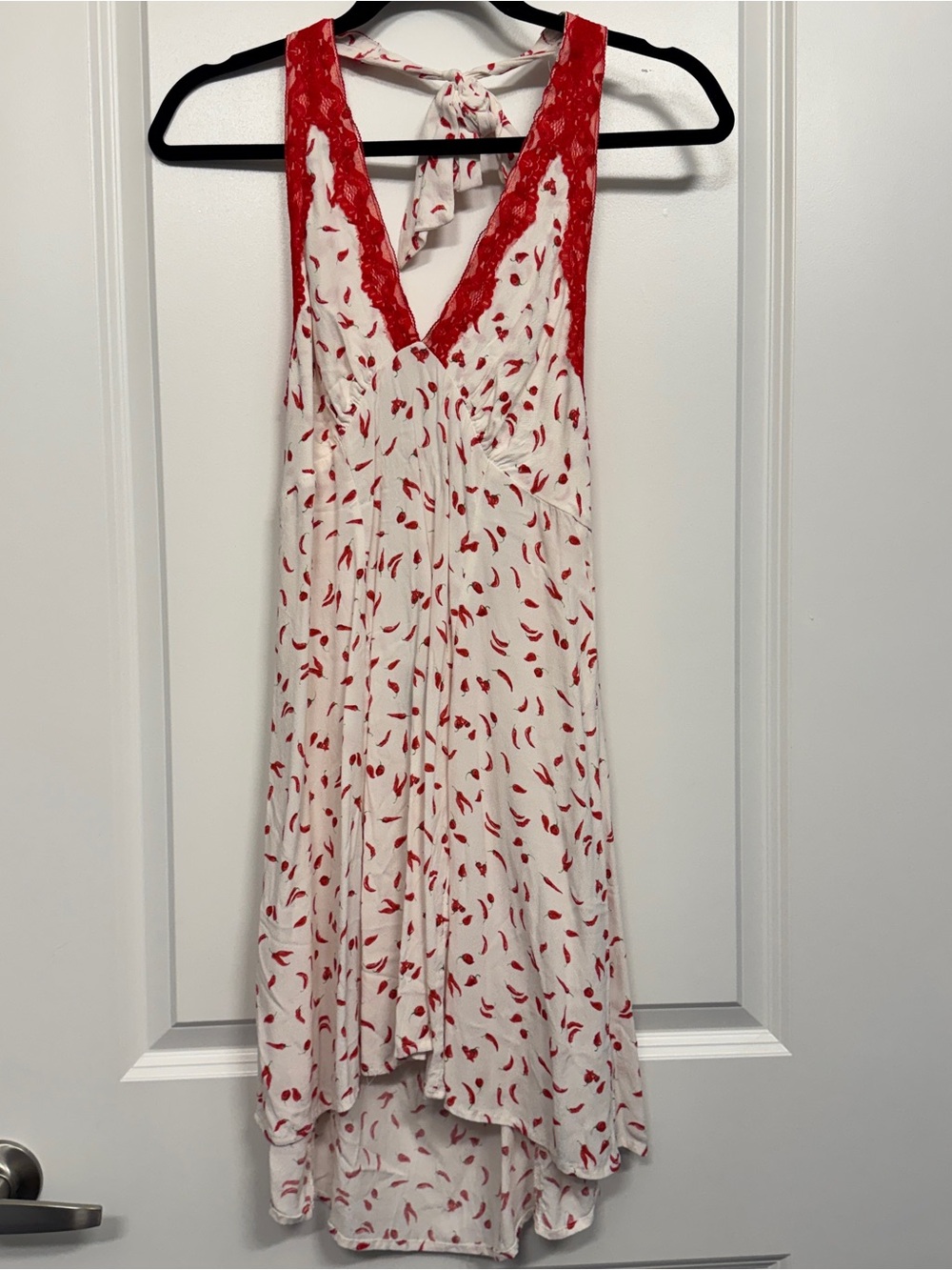 Wild Fable white dress with red chili pepper print, size L